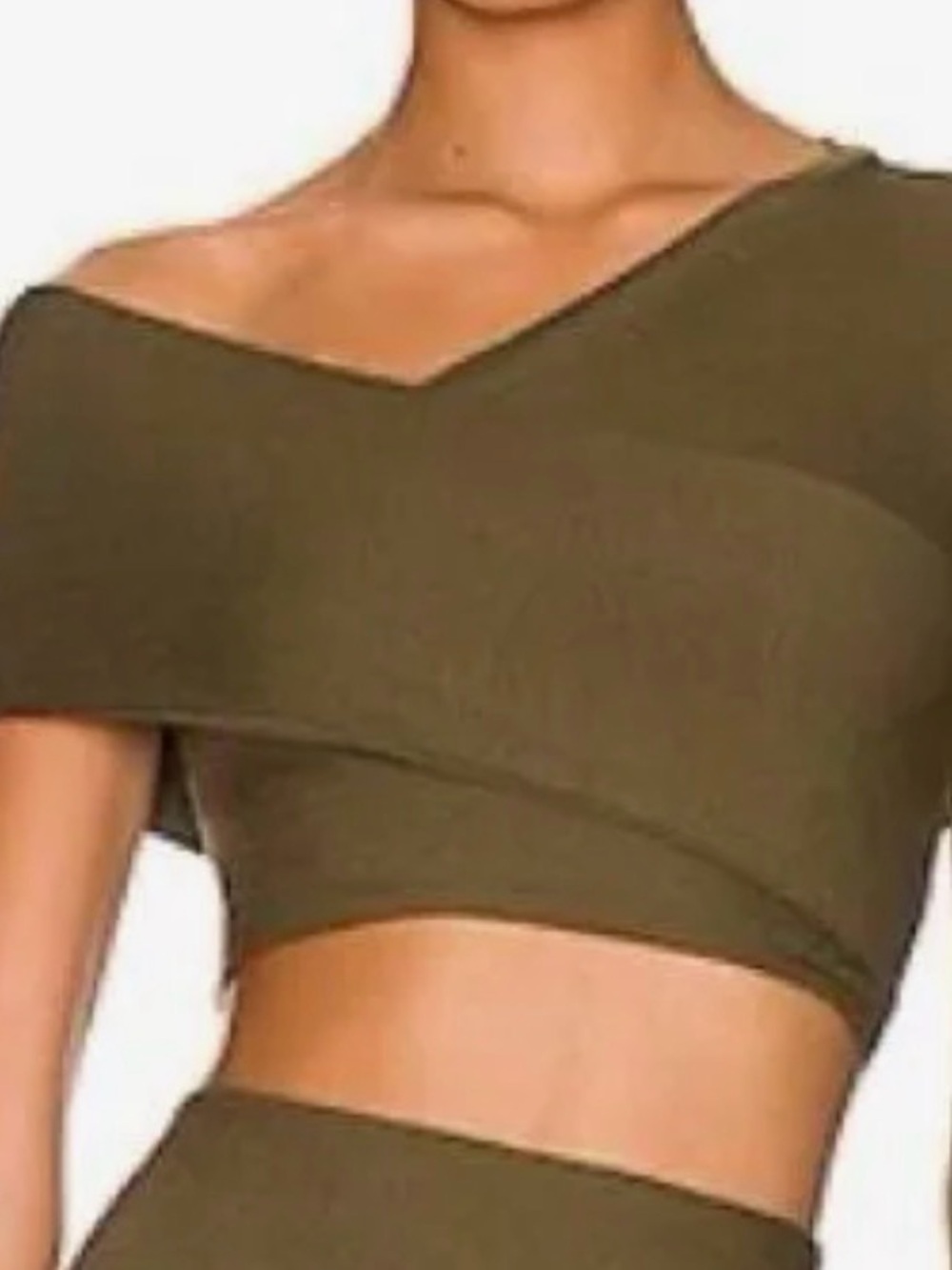 ALIX NYC Ribbed Long-Sleeve Crop Top in Olive